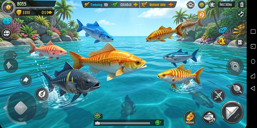 Tangkapan layar dari gameplay seru Tembak Ikan 8055.