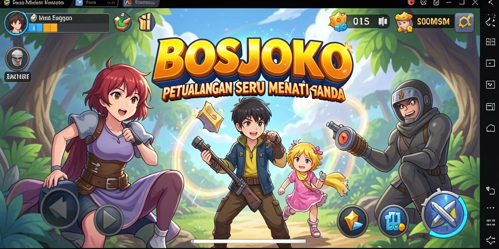 Tampilan gameplay seru dalam BOSJOKO dengan karakter Anime yang menawan.