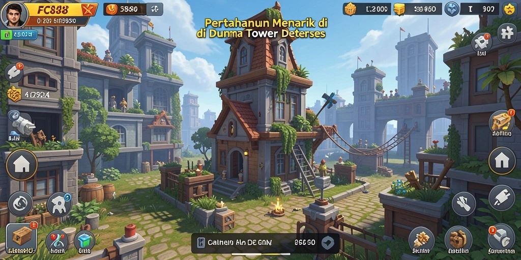 Screenshot FC888 menunjukkan aksi pertahanan menara yang menegangkan.