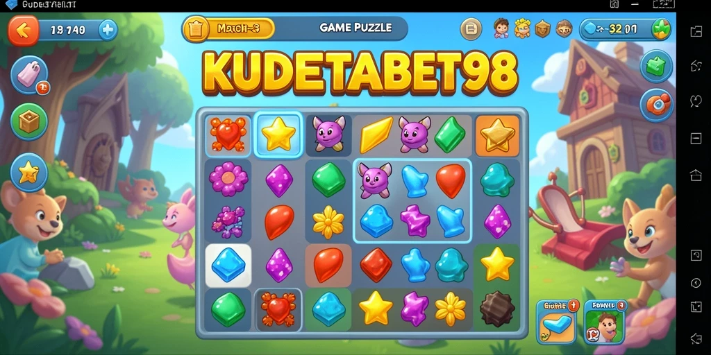 Tangkapan layar KUDETABET98 menampilkan aksi gameplay Match-3 yang seru.