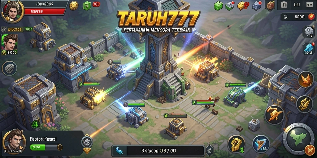 Screenshot TARUH777 menampilkan aksi menegangkan dalam Tower Defense.